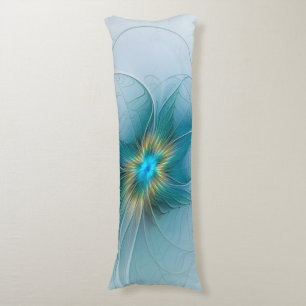 The little Beauty Modern Blue Gold Fractal Flower Body Pillow