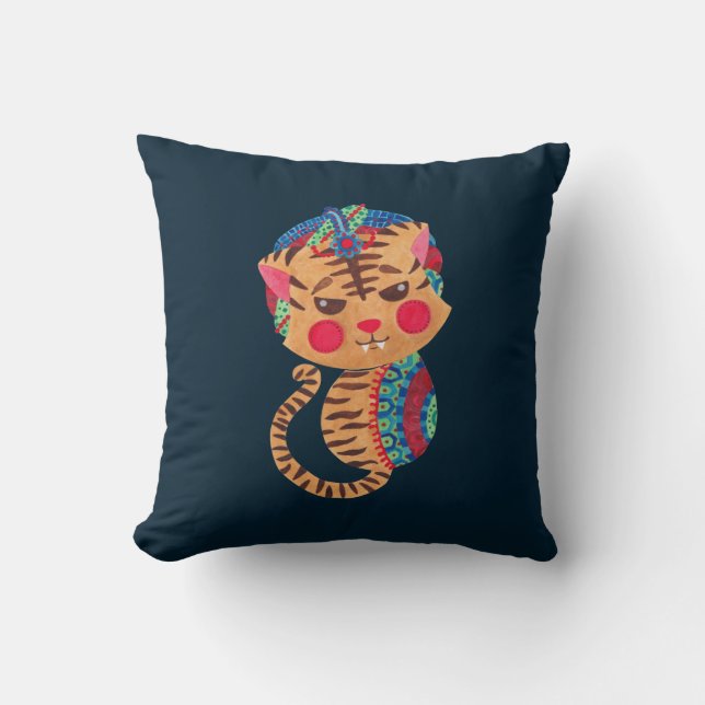 The Little Bengal Tiger Throw Pillow (Front)