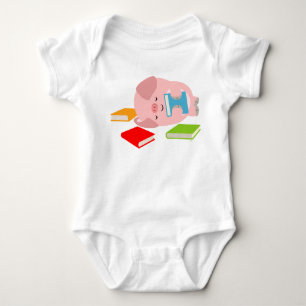 The Little Book Lover (Cartoon Pig) Baby Bodysuit