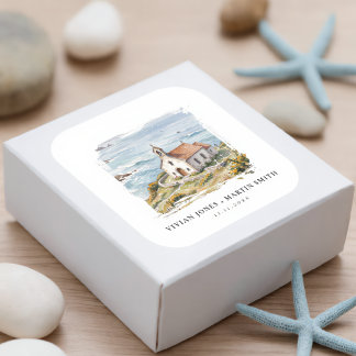 The Little Chapel By The Sea Wedding Square Sticker