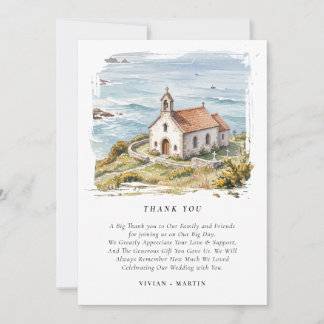 The Little Chapel By The Sea Wedding Thank You Card