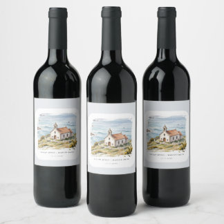 The Little Chapel By The Sea Wedding Wine Label