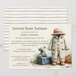 The Little Explorer   Safari Adventure Baby Shower Invitation
