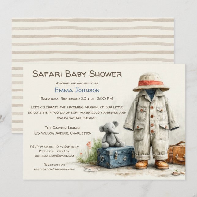 The Little Explorer | Safari Adventure Baby Shower Invitation (Front/Back)