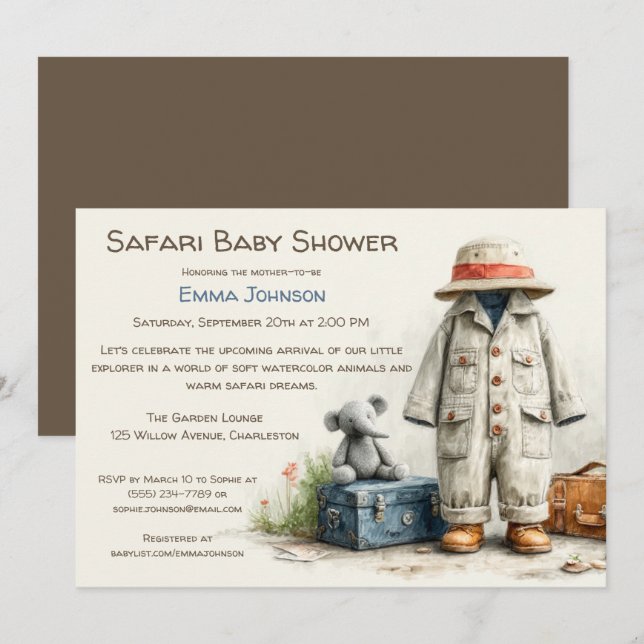 The Little Explorer | Safari Adventure Baby Shower Invitation (Front/Back)