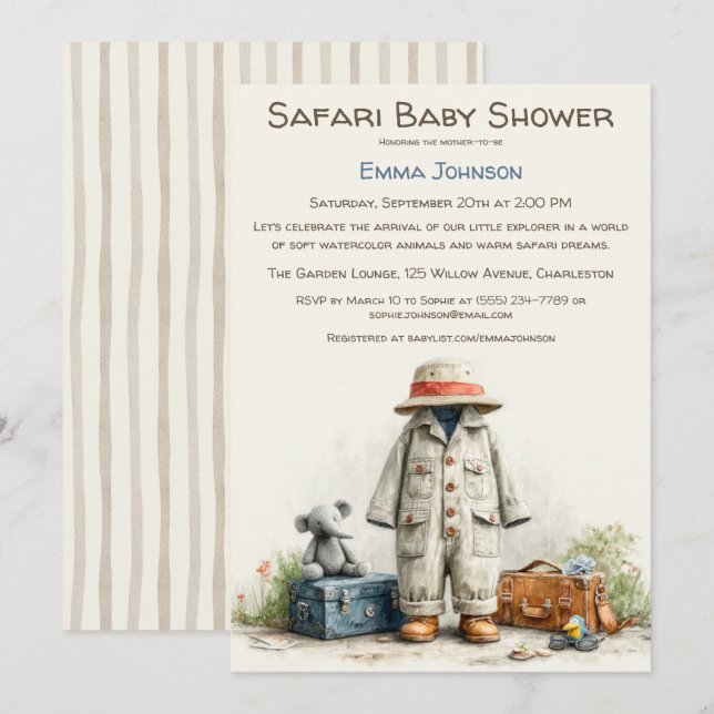 The Little Explorer | Safari Adventure Baby Shower Invitation (Front/Back)