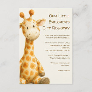 The Little Explorer   Safari Friends Baby Shower Enclosure Card