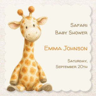 The Little Explorer   Safari Friends Baby Shower Paper Coaster