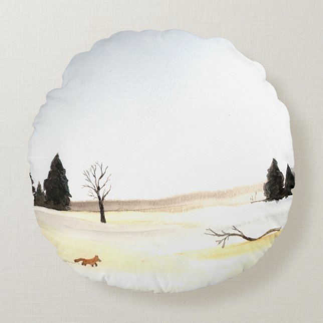 The Little Fox Round Pillow (Front)