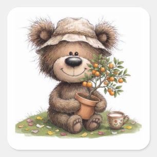 The Little Gardener's Tea Time Square Sticker
