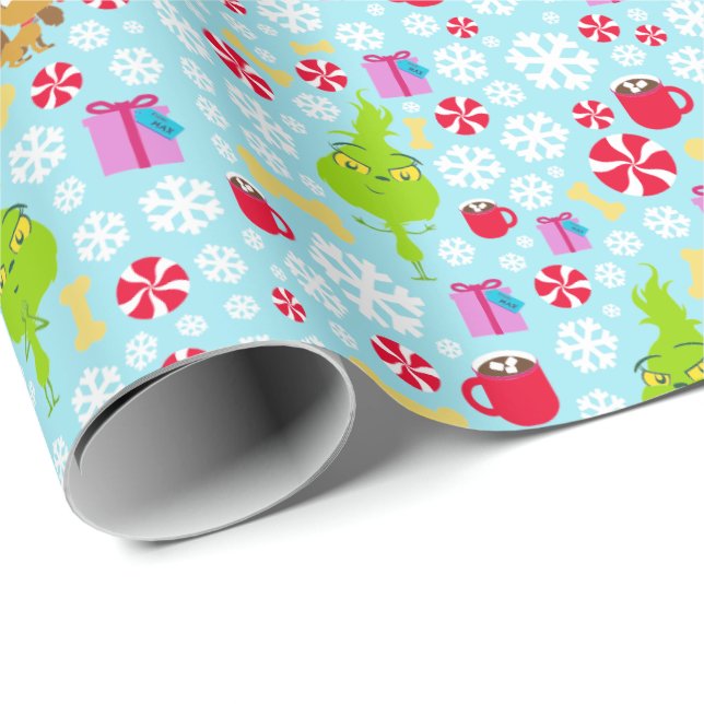The Little Grinch | Blue Snowflake Christmas Patte Wrapping Paper (Roll Corner)