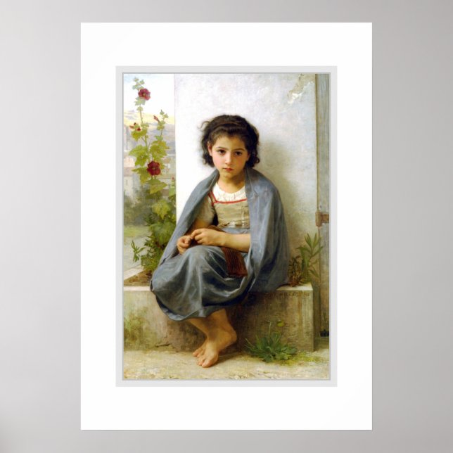 The Little Knitter 1882, Bouguereau Poster (Front)