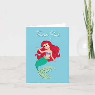 The Little Mermaid   Floral Birthday Thank You Card