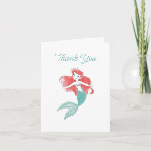 The Little Mermaid   Floral Birthday Thank You Card
