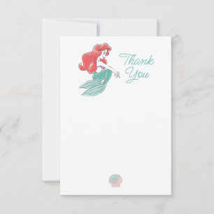 The Little Mermaid   Floral Birthday Thank You Card