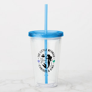 The Little Mermaid Outline "Curious & Kind" Acrylic Tumbler