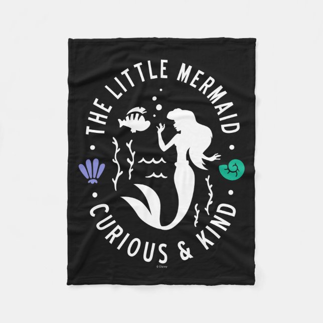 The Little Mermaid Outline "Curious & Kind" Fleece Blanket (Front)