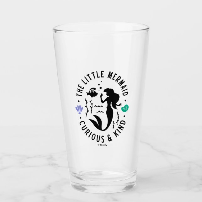 The Little Mermaid Outline "Curious & Kind" Glass (Front)