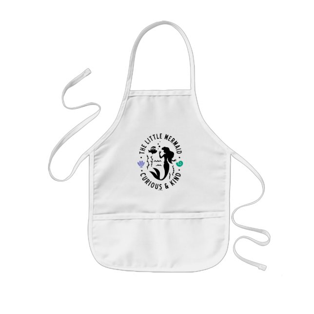 The Little Mermaid Outline "Curious & Kind" Kids Apron (Front)