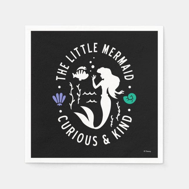 The Little Mermaid Outline "Curious & Kind" Napkin (Front)