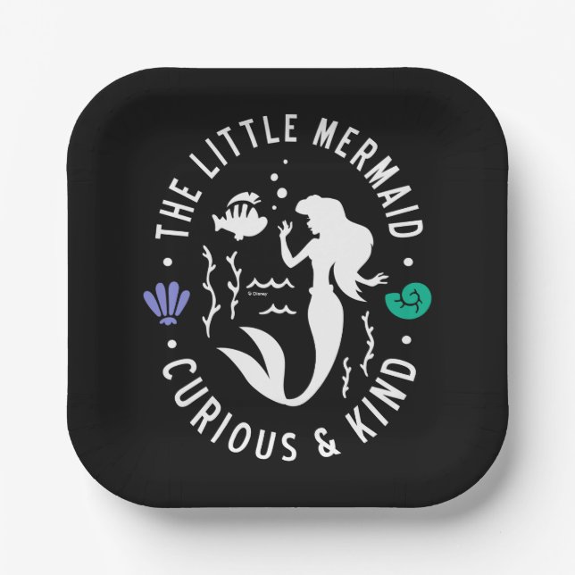 The Little Mermaid Outline "Curious & Kind" Paper Plate (Front)