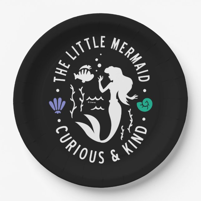 The Little Mermaid Outline "Curious & Kind" Paper Plate (Front)