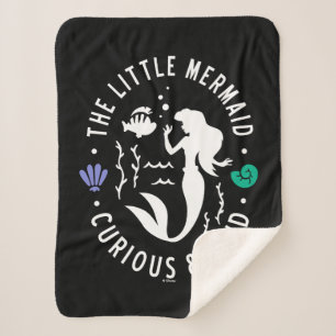 The Little Mermaid Outline "Curious & Kind" Sherpa Blanket