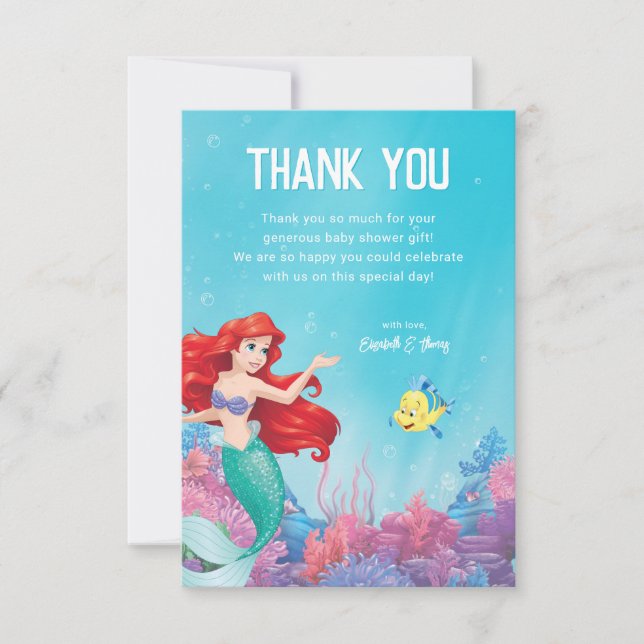 The Little Mermaid | Summer Baby Shower Thank You Card (Front)