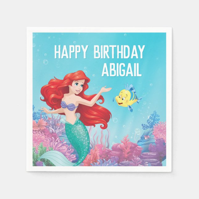 The Little Mermaid | Summer Pool Party Birthday Napkin (Front)
