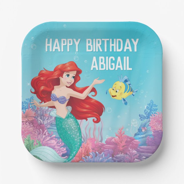 The Little Mermaid | Summer Pool Party Birthday Paper Plate (Front)