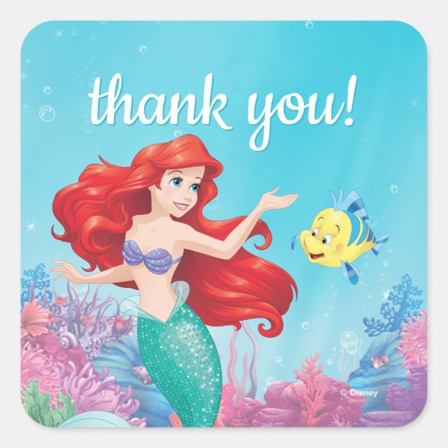 The Little Mermaid | Summer Pool Party Birthday Square Sticker (Front)