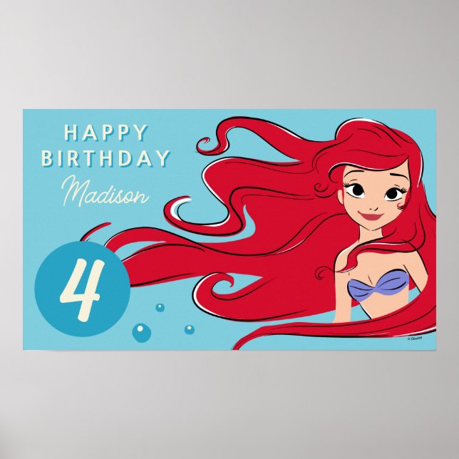 The Little Mermaid | Under the Sea Girls Birthday Poster (Front)