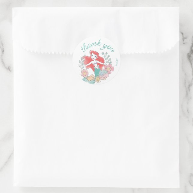 The Little Mermaid | Watercolor Birthday Classic Round Sticker (Bag)