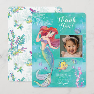 The Little Mermaid   Watercolor Birthday Thank You Card