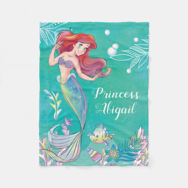 The Little Mermaid | Watercolor Fleece Blanket (Front)