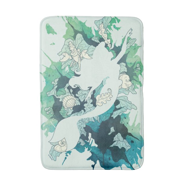 The Little Mermaid Watercolor Silhouette Bath Mat (Front Vertical)