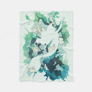The Little Mermaid Watercolor Silhouette Fleece Blanket