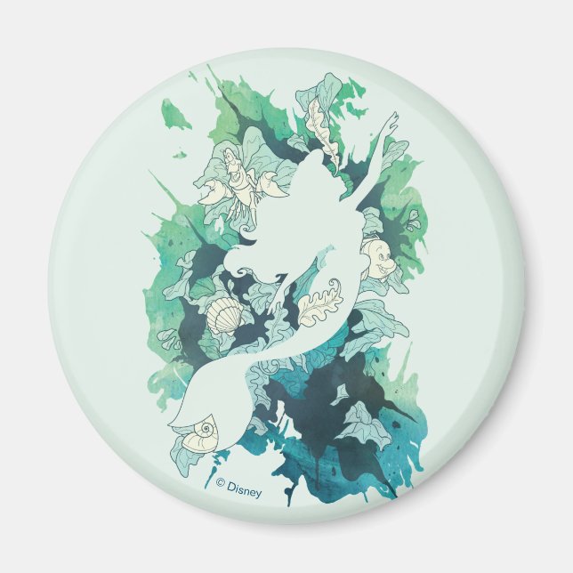The Little Mermaid Watercolor Silhouette Magnet (Front)