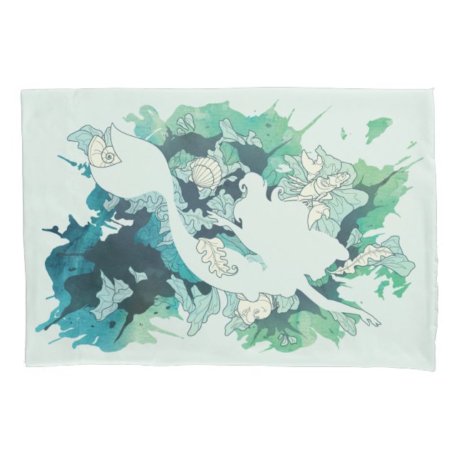The Little Mermaid Watercolor Silhouette Pillowcase (Front)
