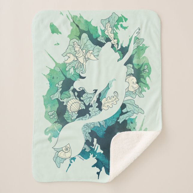 The Little Mermaid Watercolor Silhouette Sherpa Blanket (Front)