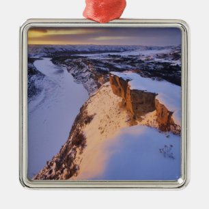 The Little Missouri River in winter in Metal Ornament