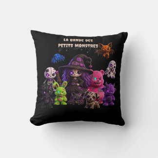 The Little Plush Monsters Gang Throw Pillow
