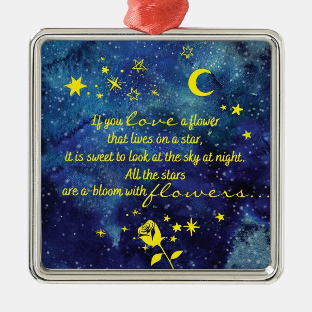The Little Prince Quote and Flower Stars Ornament (Front)