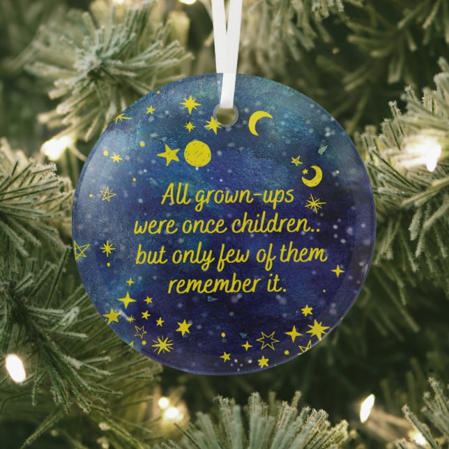 The little Prince Quote with stars Glass Ornament (Insitu)