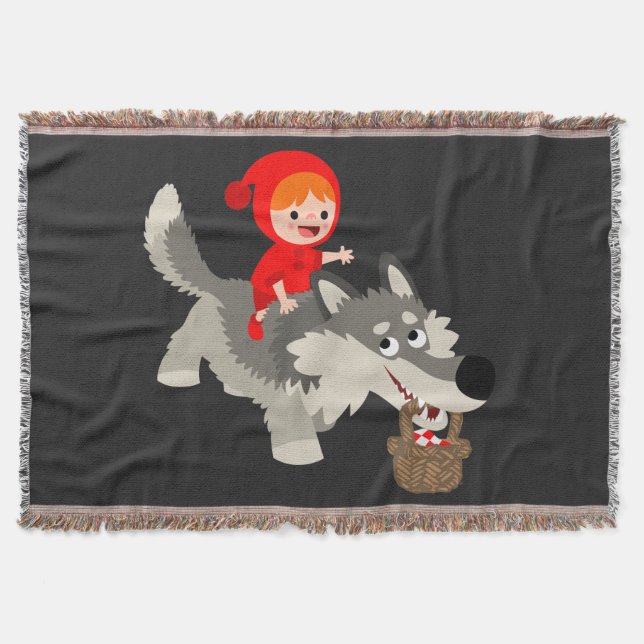 The Little Red Riding Hood And The Wolf Throw Blanket (Front)