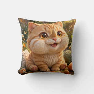The Little Rhino-Cat’s Garden Retreat Throw Pillow
