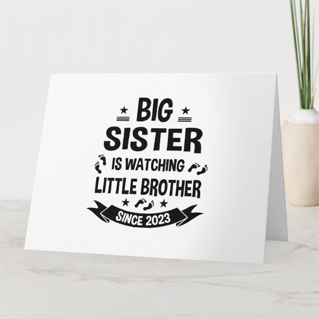 The little sister takes care of the big brother in card (Front)