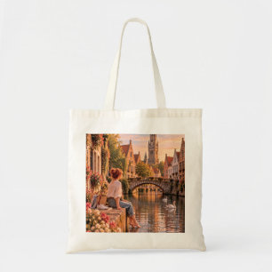The Little Travel Girl Bruges Fairytale Canvas Tote Bag