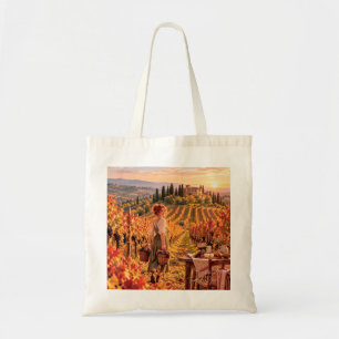 The Little Travel Girl Tuscany Vineyard Canvas Tote Bag