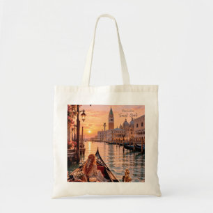 The Little Travel Girl Venice Sunset Canvas Tote Bag